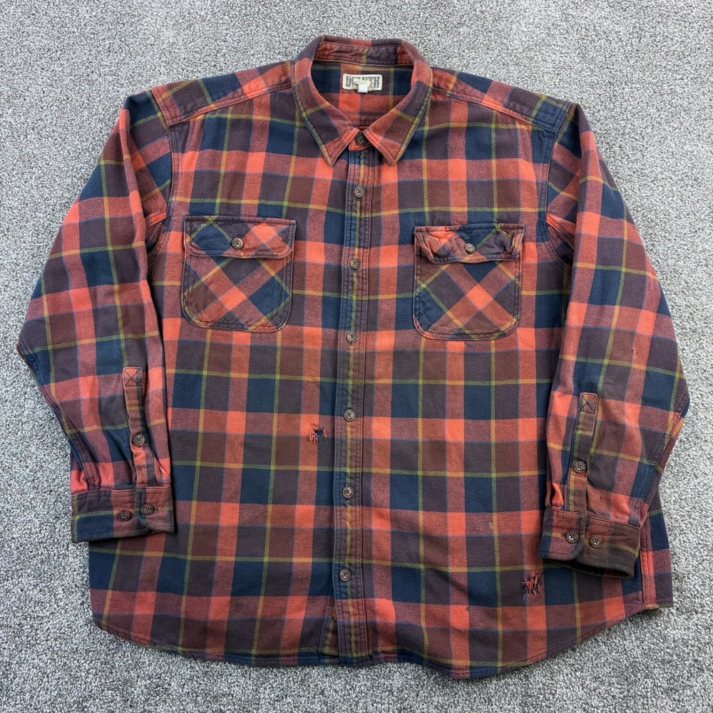 Duluth Flannel Shirt Mens 3XL Orange Plaid Long Sleeve Burleyweight 24508